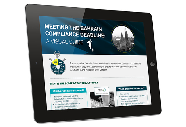 Bahrain compliance infographic shown in tablet