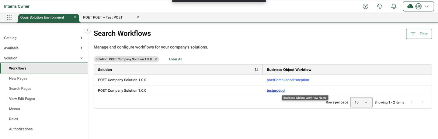 details related to that solution’s workflow