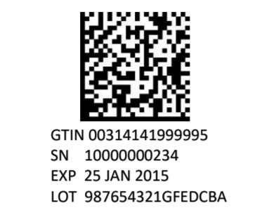 DSCSA compliant GS1 Product Identifier with 2D data matrix