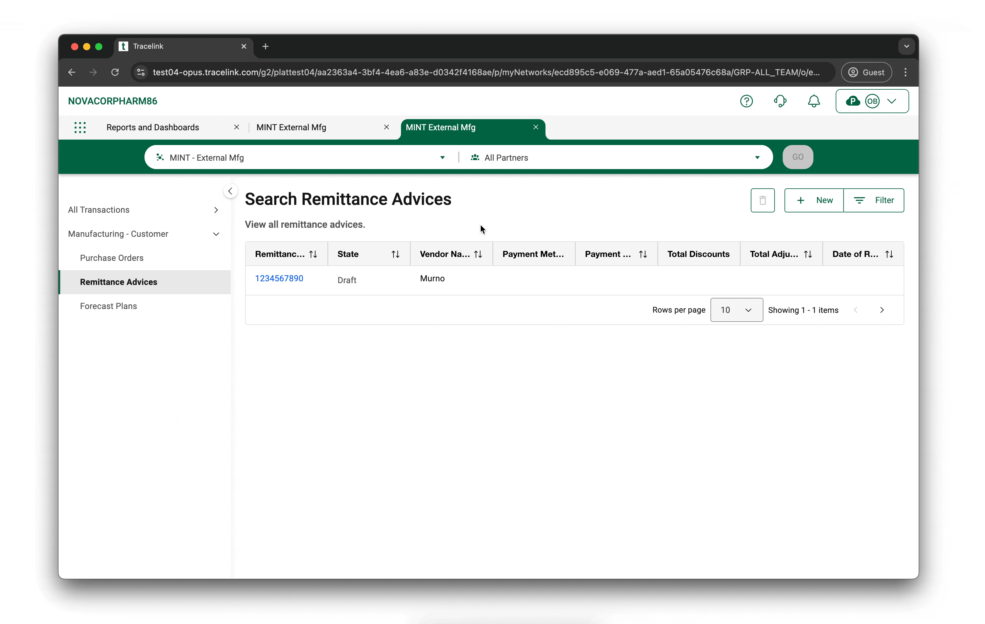 Toolbar opening the Push Panel