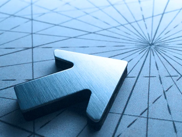 arrow pointing at center of a web